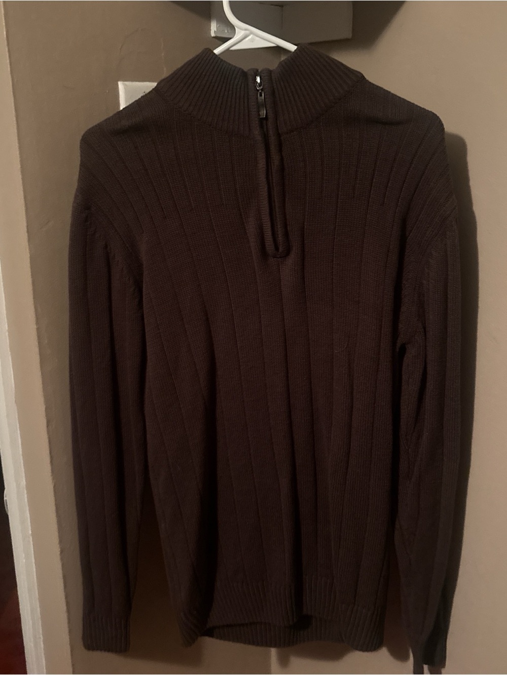 Covington Men's Brown Ribbed Zip Mock Neck Sweater